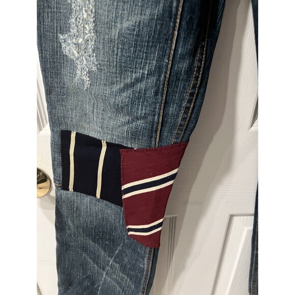 Rugby Ralph Lauren Jeans Womens Sz 27 Patch Work Destroyed Denim Bootcut Rare - Picture 2 of 10